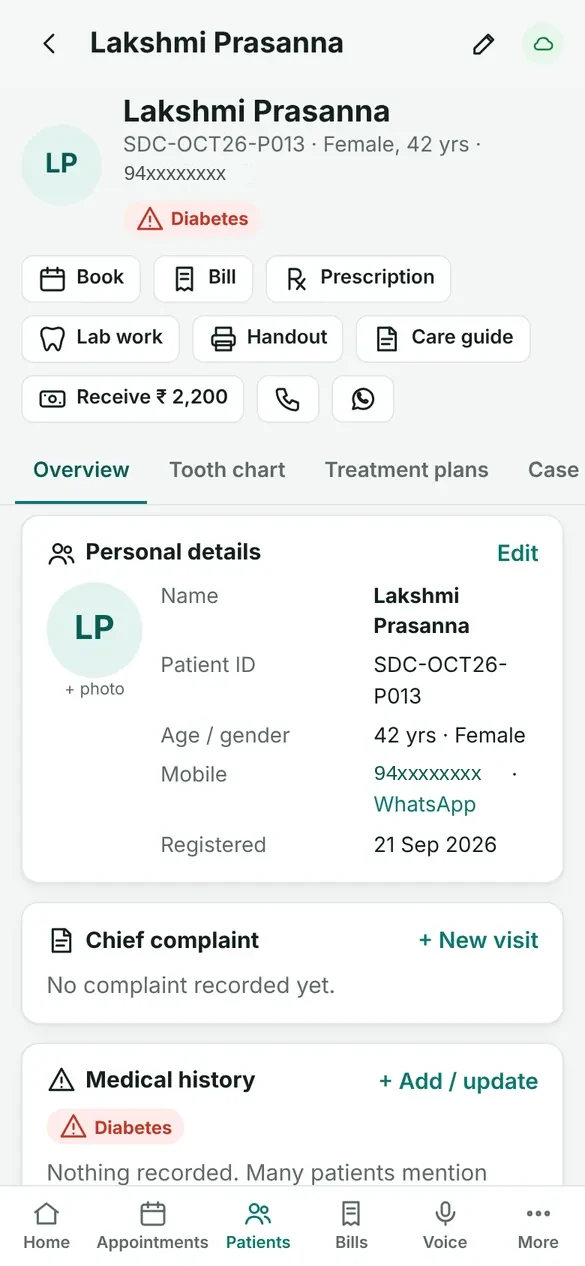 Patient file on a phone
